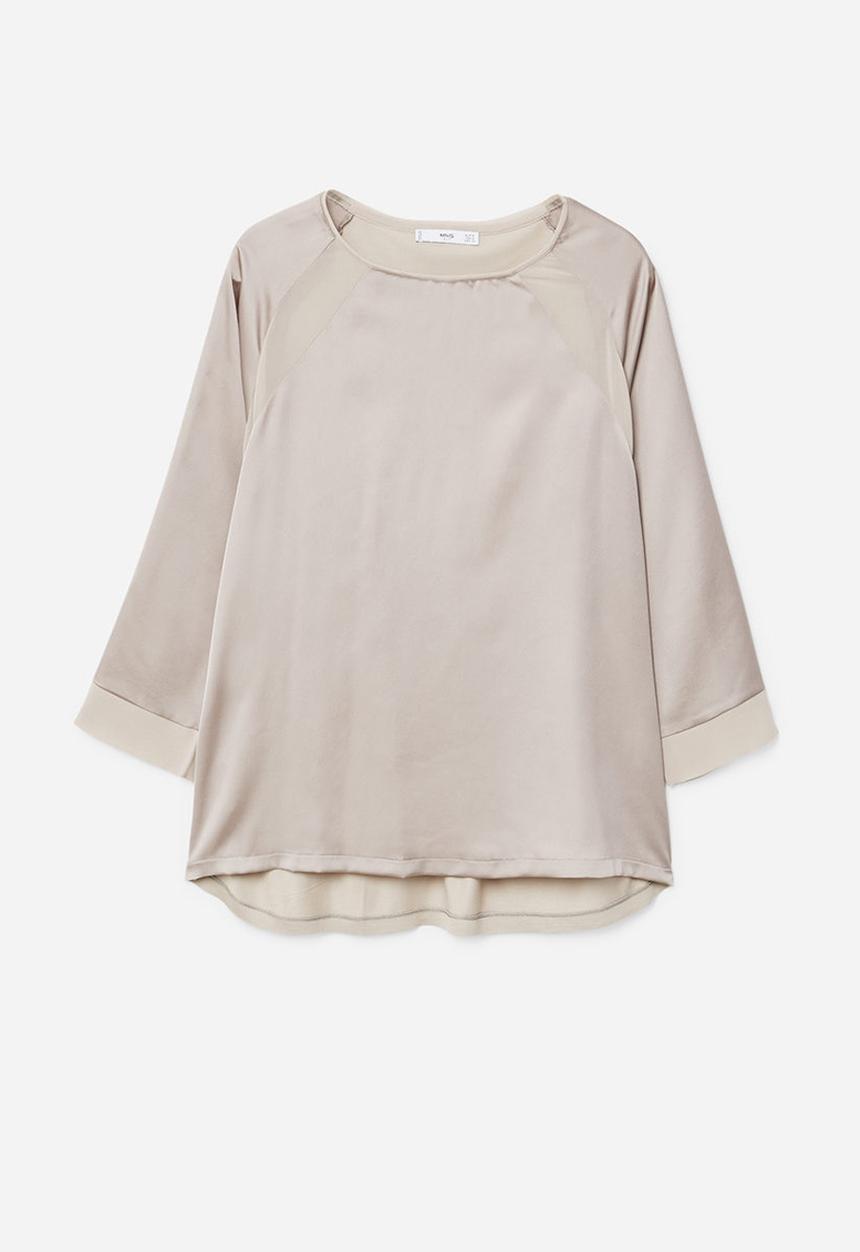 MANGO - Flowy Panel T-shirt Beige