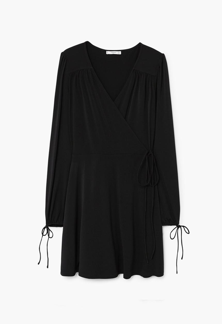 MANGO - Wrap Neckline Dress Black
