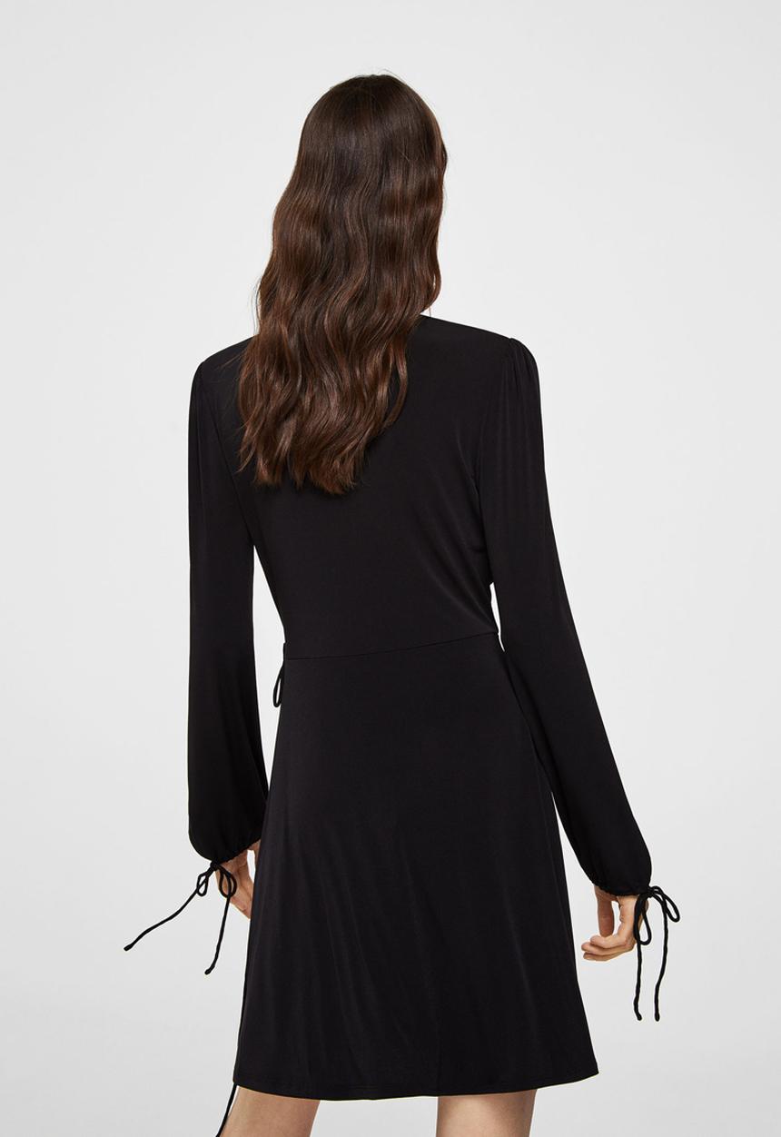 MANGO - Wrap Neckline Dress Black