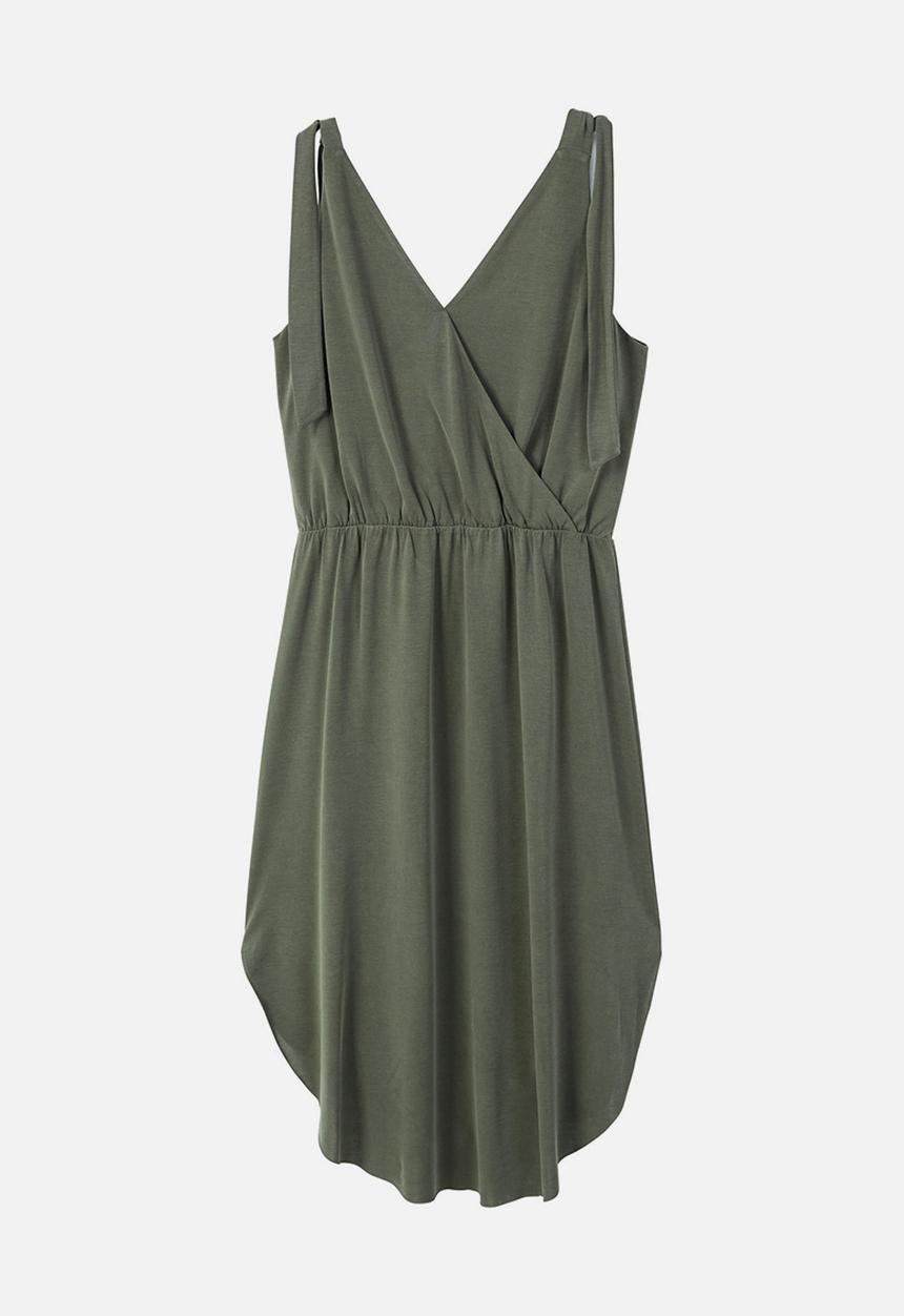 MANGO - Wrap Neckline Dress Green