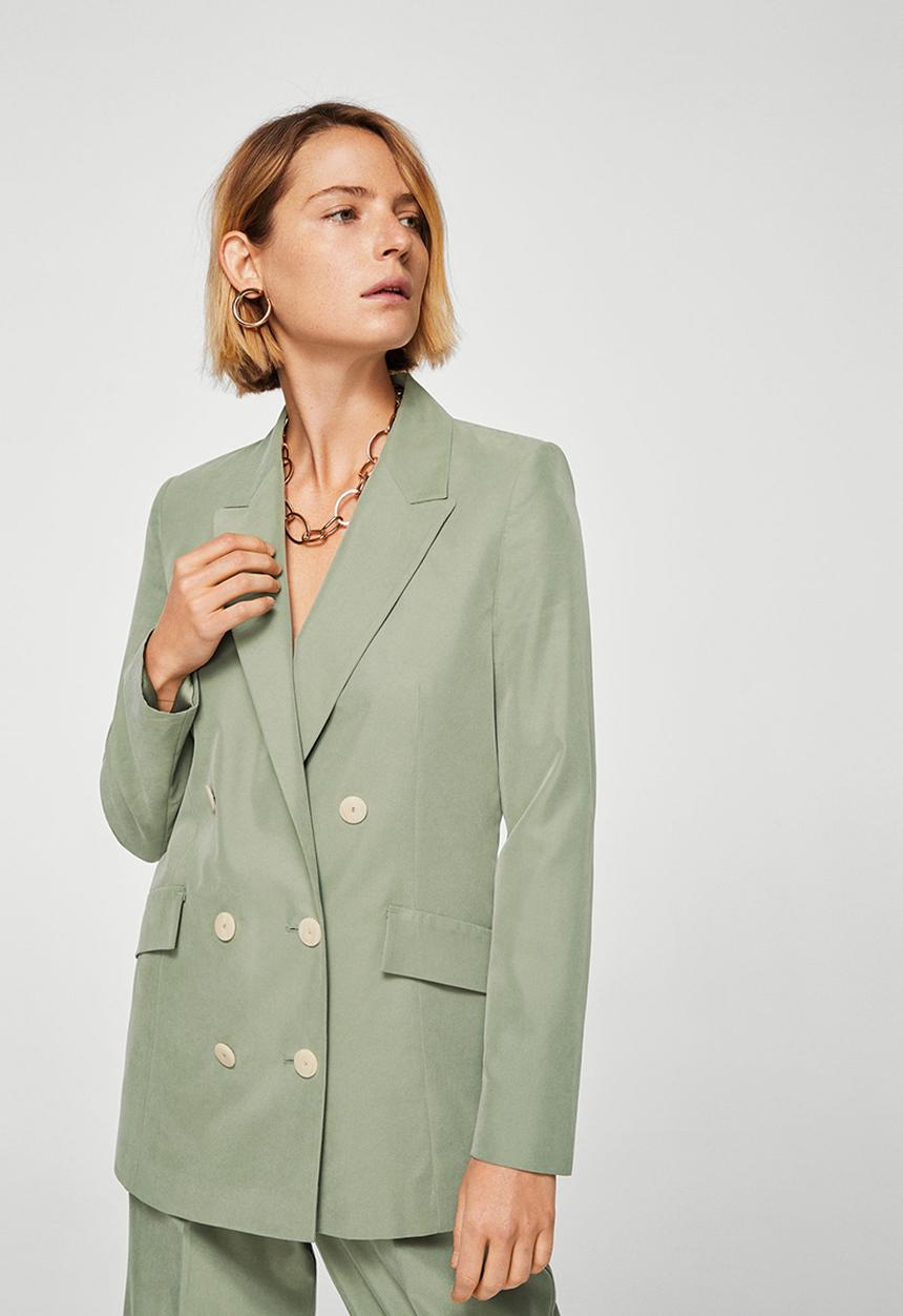 MANGO - Modal-blend Suit Blazer Khaki Green