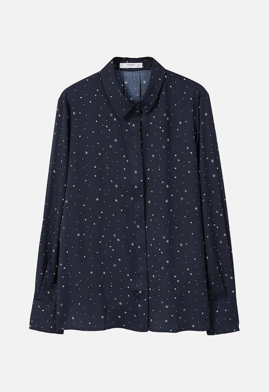 MANGO - Printed Shirt Navy