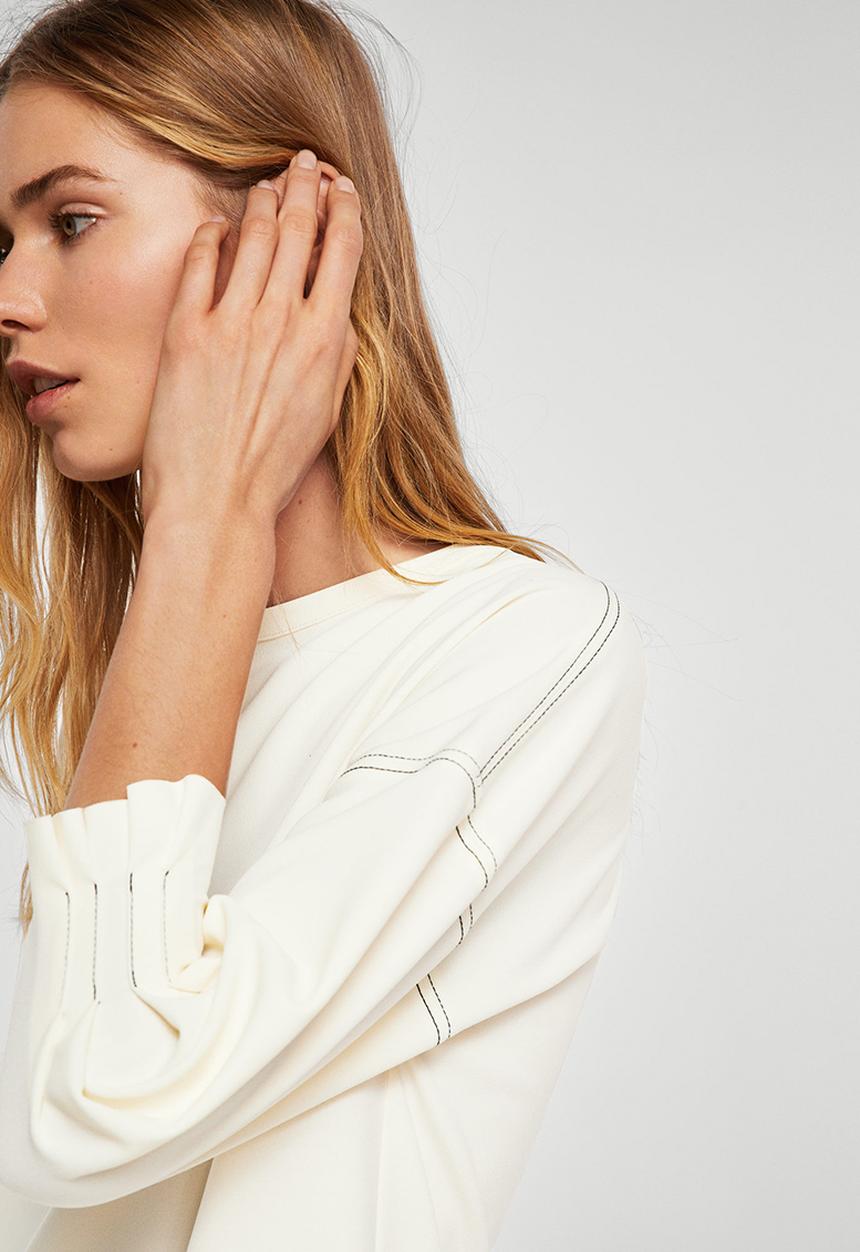 MANGO - Contrast Seam Dress Off White