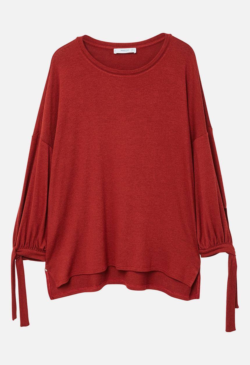 MANGO - Lace-up T-shirt Red