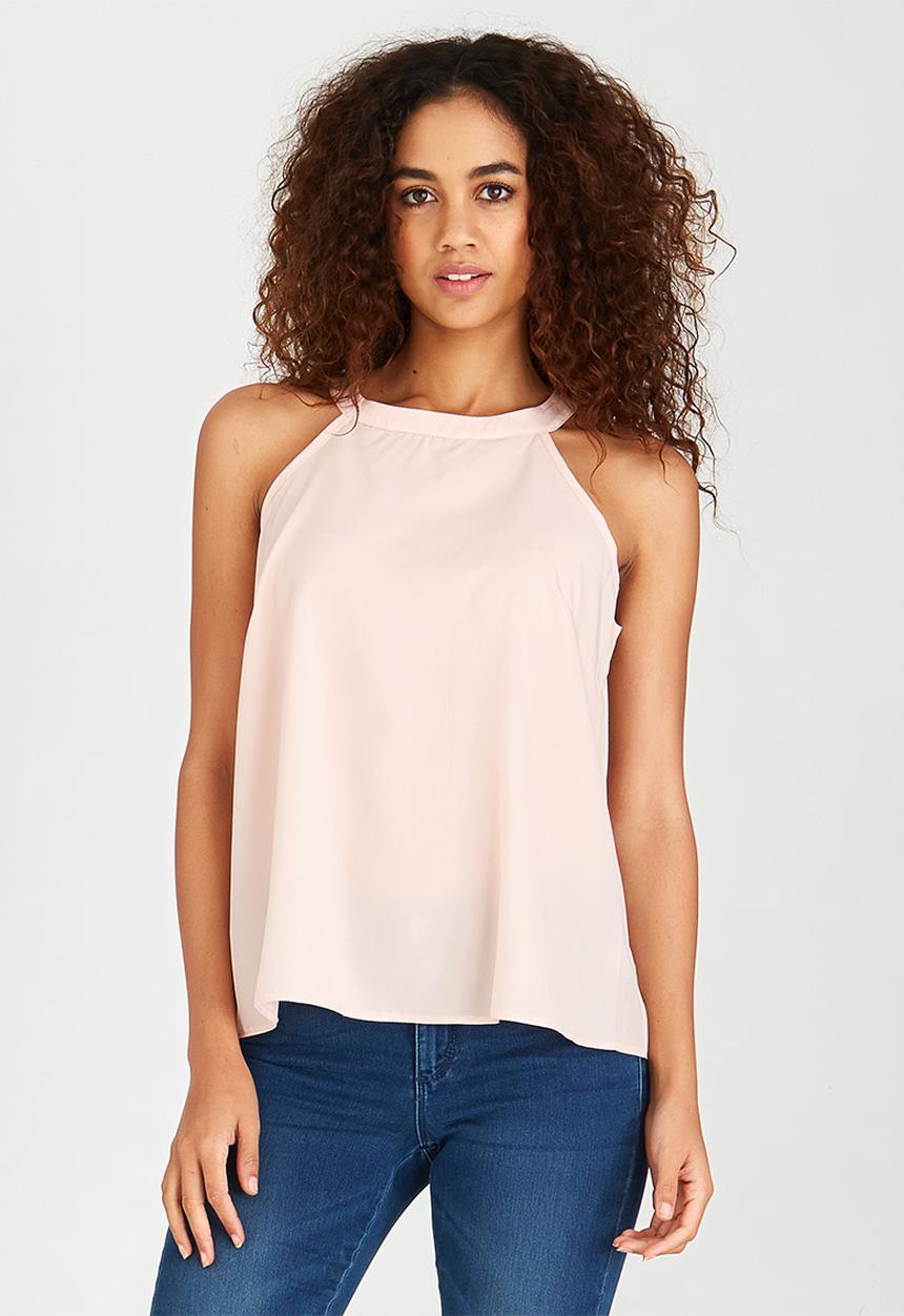 edit - Halterneck Tie-back Cami Pale Pink