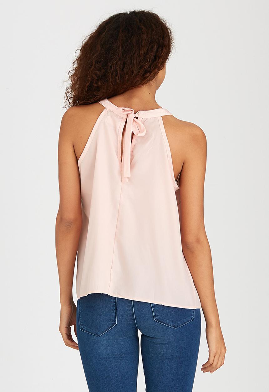 edit - Halterneck Tie-back Cami Pale Pink