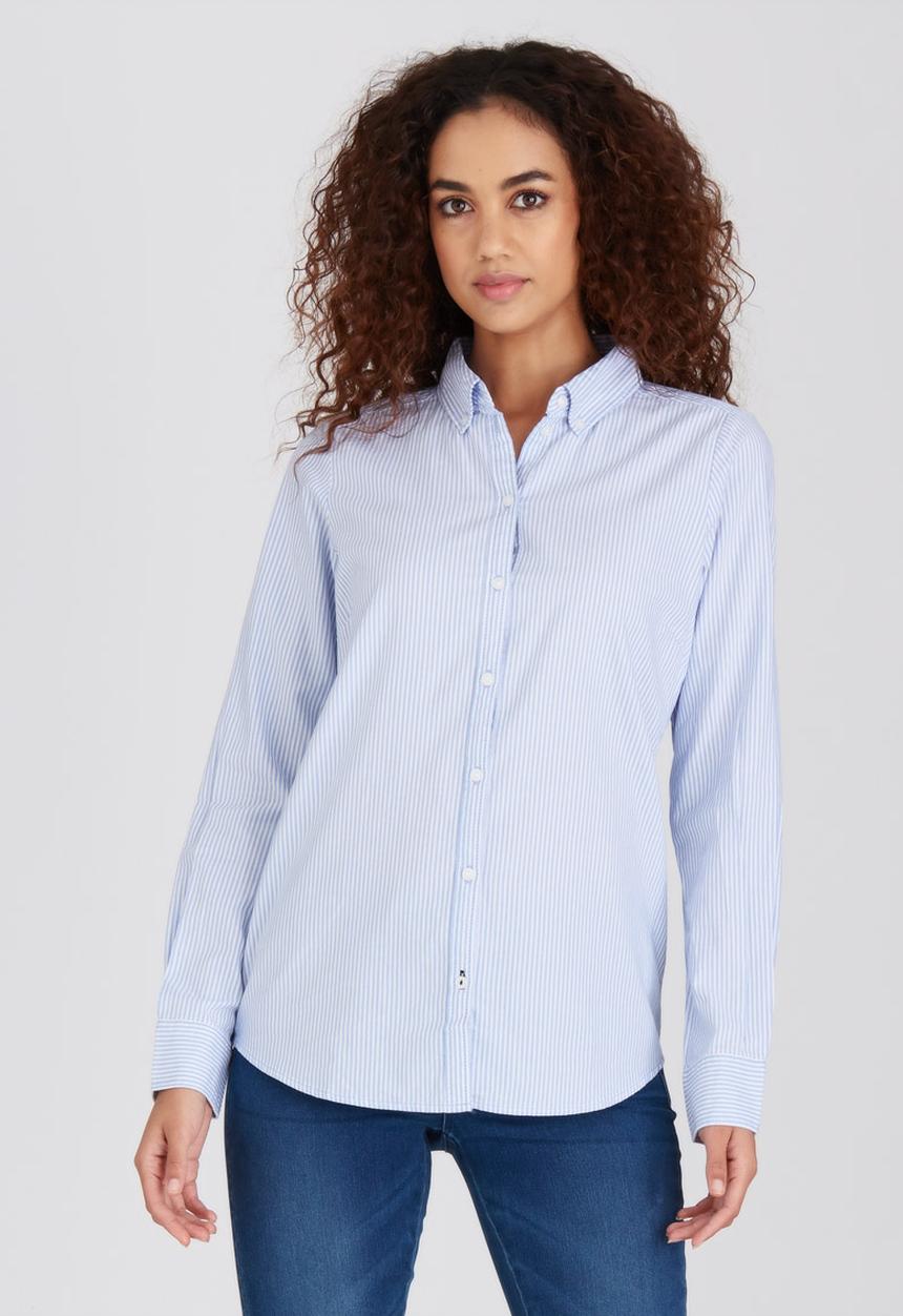 ONLY - Cici Long Sleeve Striped Oxford Shirt Pale Blue