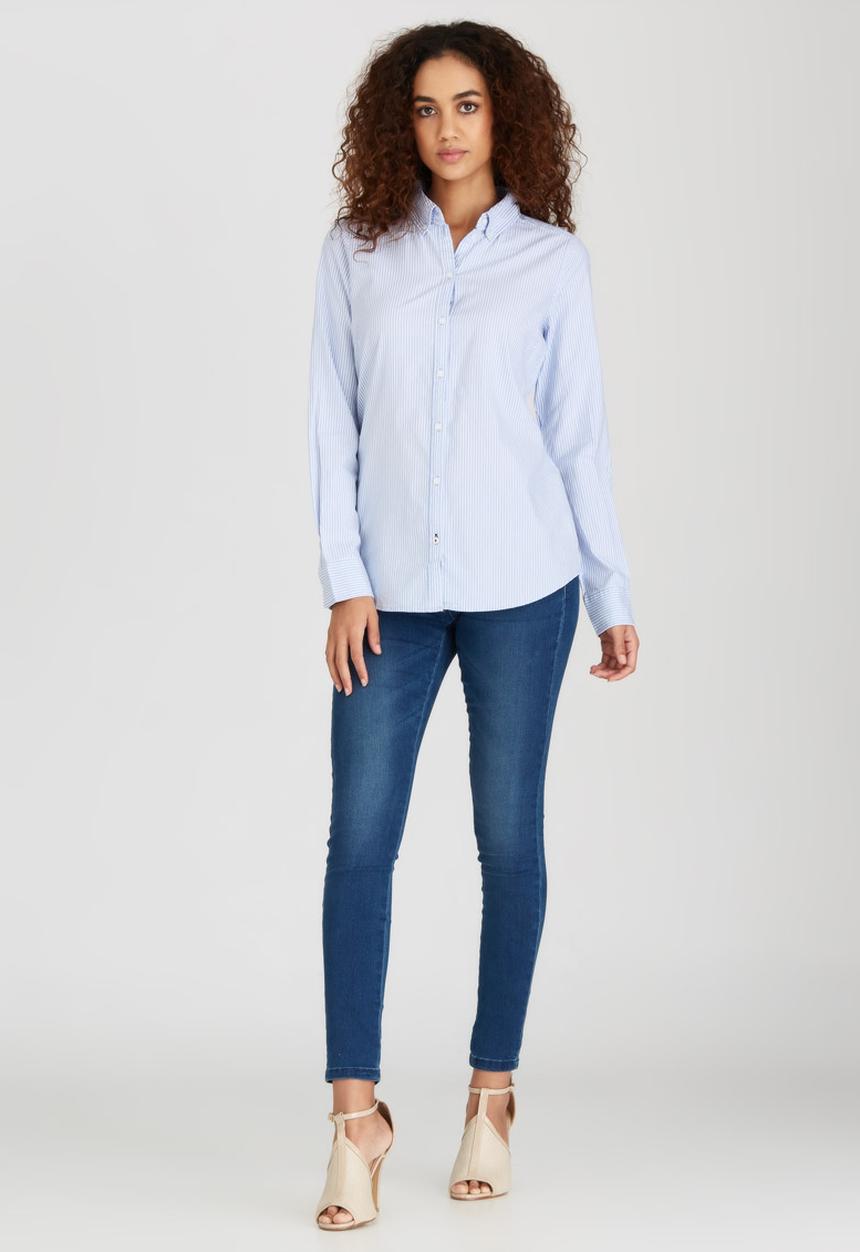 ONLY - Cici Long Sleeve Striped Oxford Shirt Pale Blue