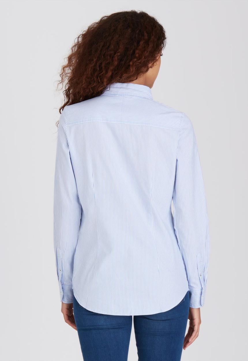ONLY - Cici Long Sleeve Striped Oxford Shirt Pale Blue