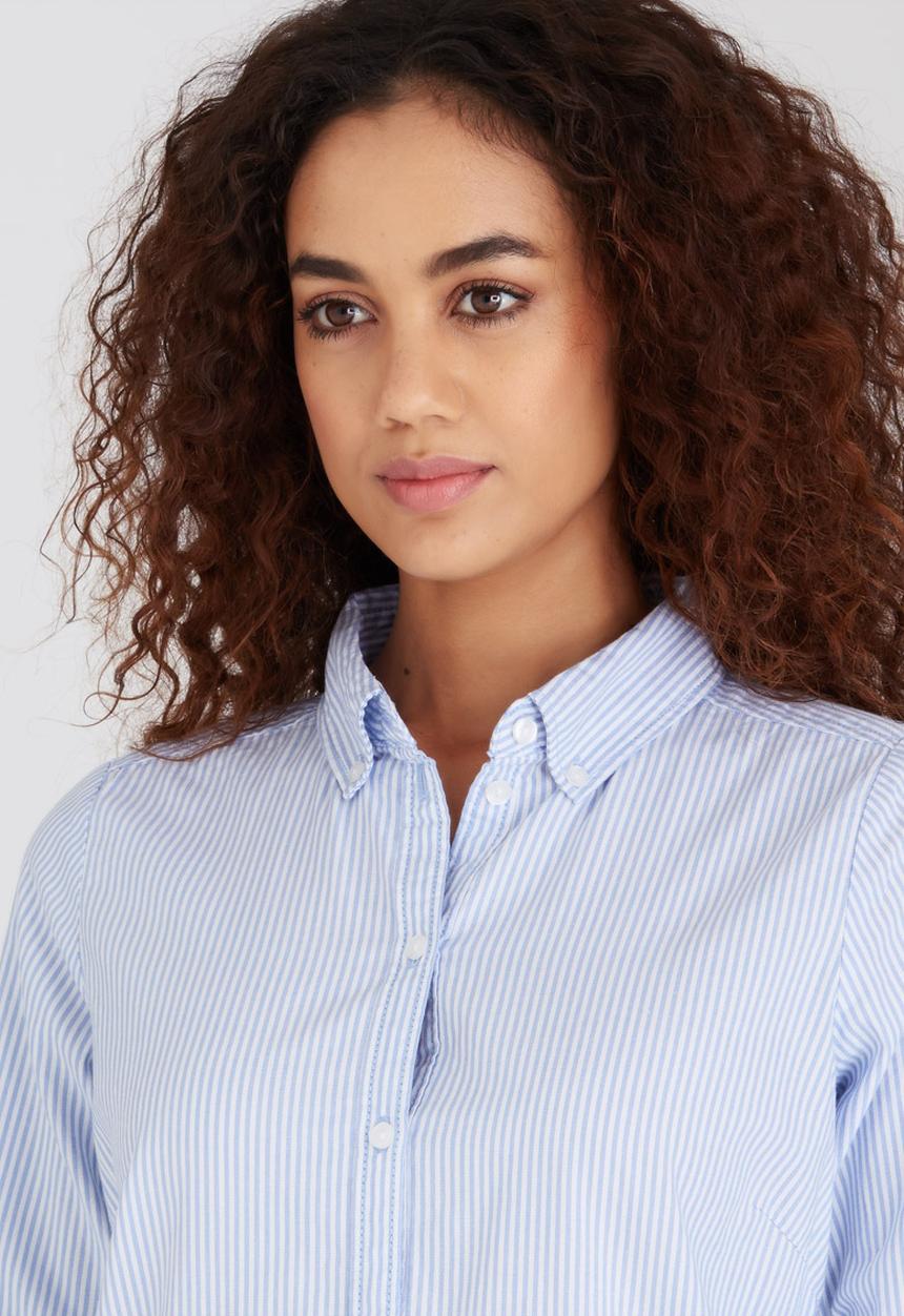 ONLY - Cici Long Sleeve Striped Oxford Shirt Pale Blue