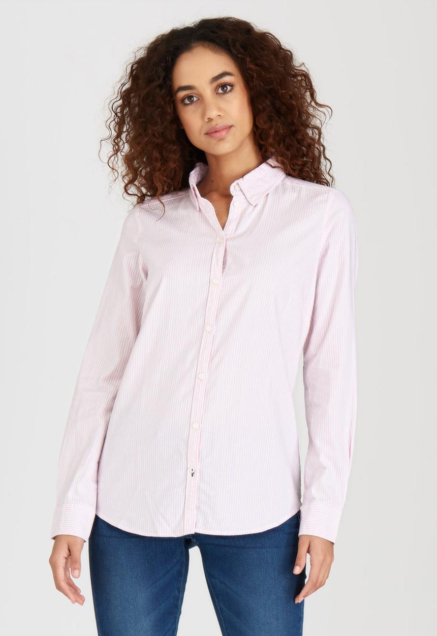 ONLY - Cici Long Sleeve Striped Oxford Shirt Pale Pink