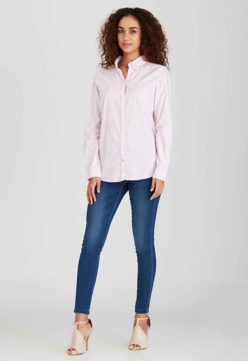 ONLY - Cici Long Sleeve Striped Oxford Shirt Pale Pink