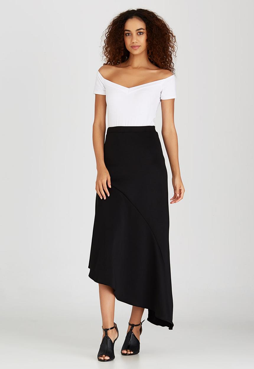 edit - Maxi Skirt with Asymmetrical Hemline Black
