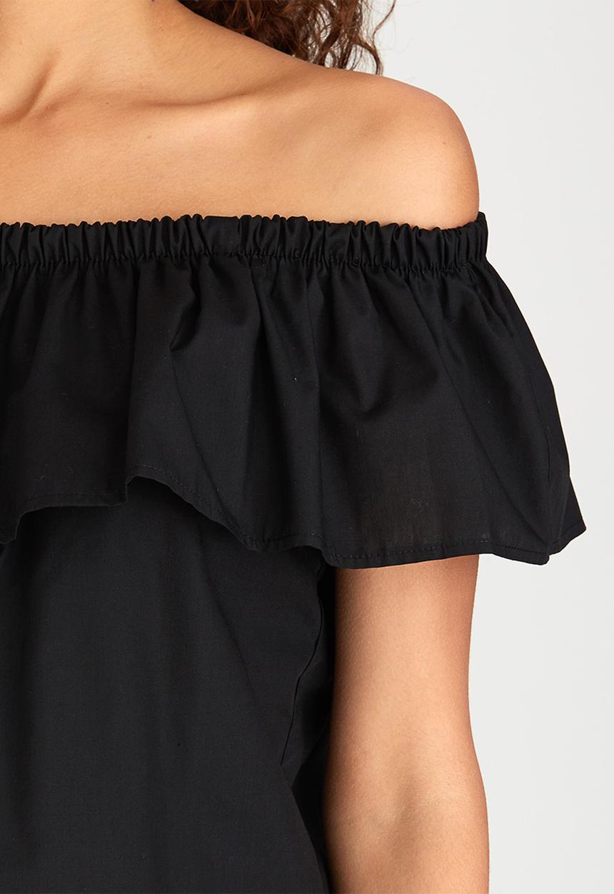 c(inch) - Frill Bardot Blouse Black