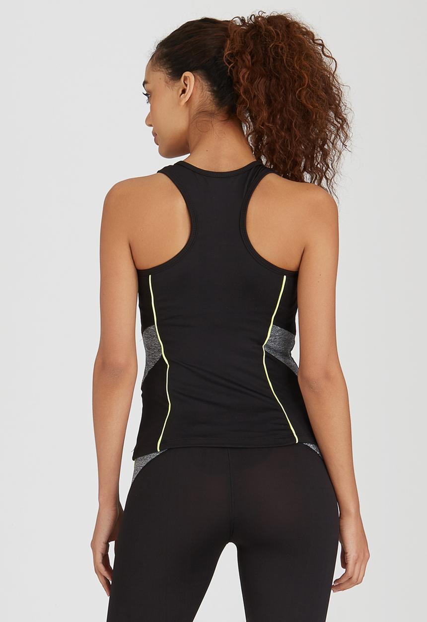 Active Urban College - Lime Trim Gym Tank Black and Grey