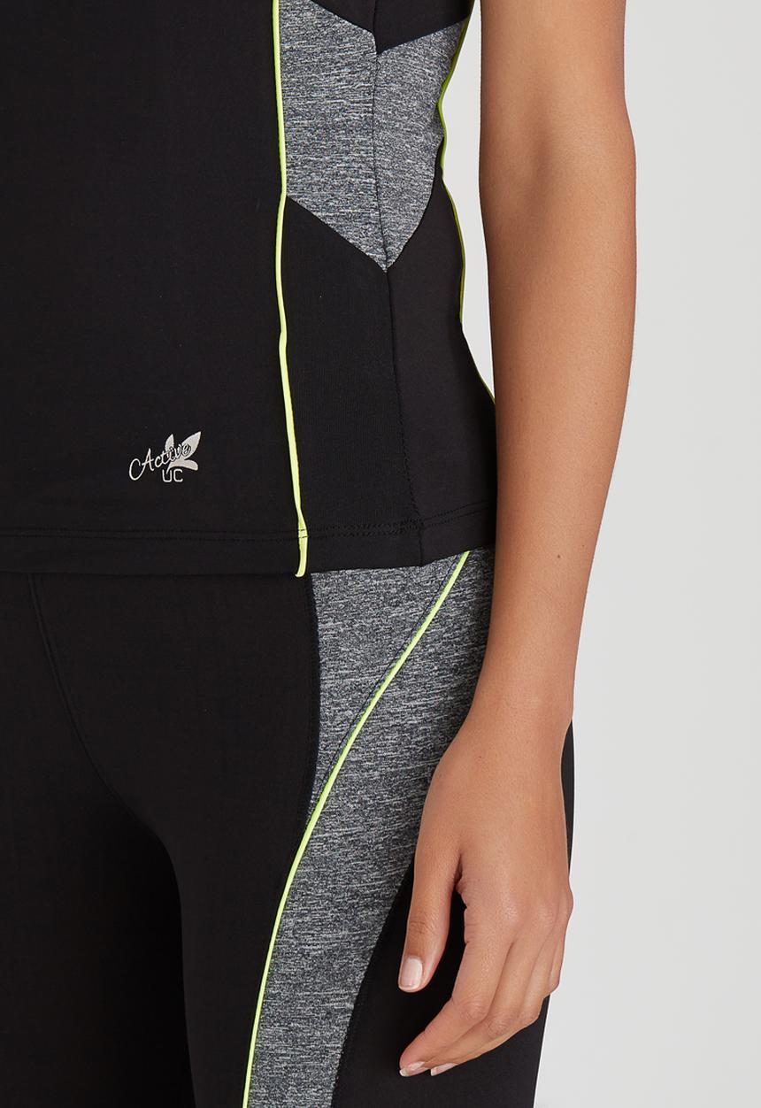 Active Urban College - Lime Trim Gym Tank Black and Grey