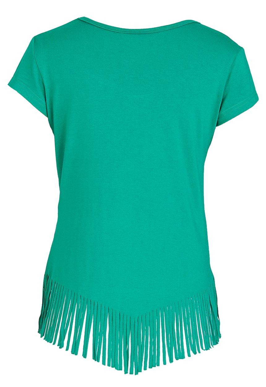 Rebel Republic - Glitter Print Fringe Tee Green