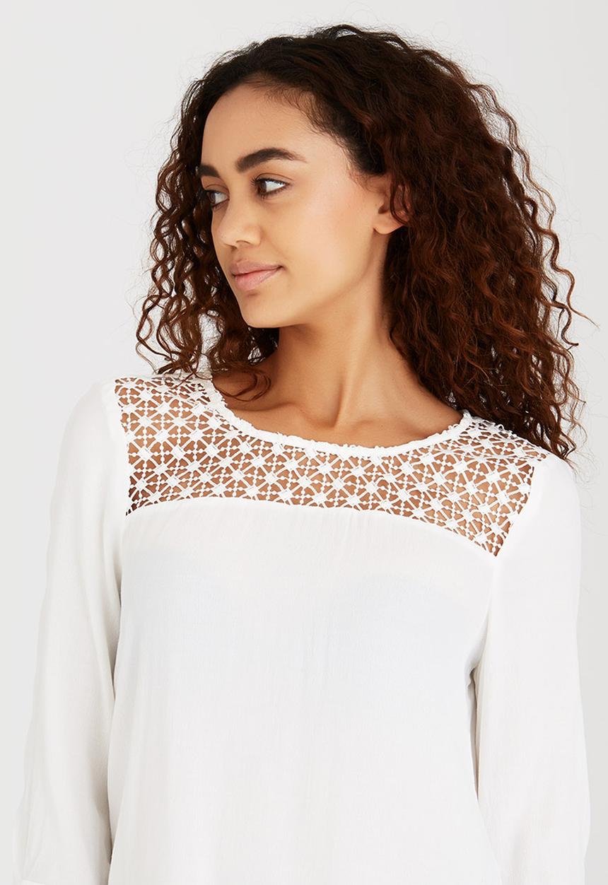 ONLY - Crochet Insert Tunic White