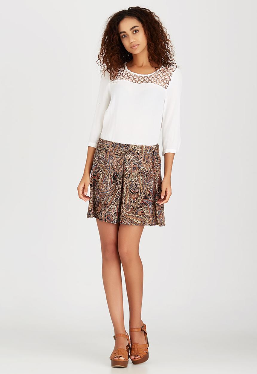 ONLY - Worker Paisley Print Skater Skirt Multi-colour