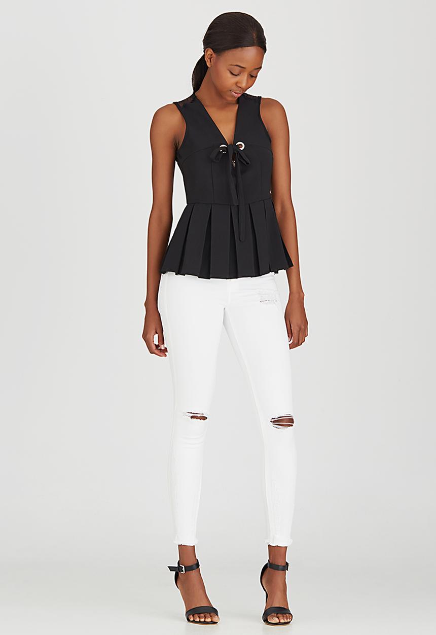 Sassoon - After Dark Pleated Peplum Top Black