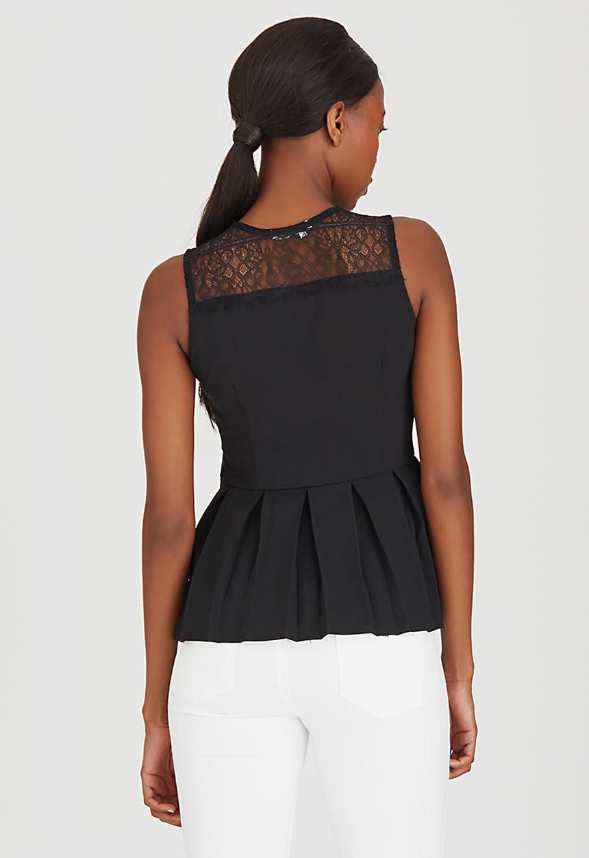 Sassoon - After Dark Pleated Peplum Top Black