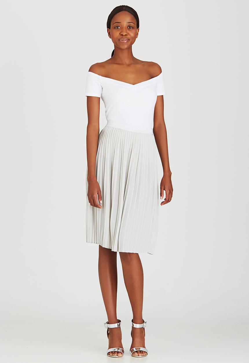 Sassoon - Pleated Midi Skirt Stone