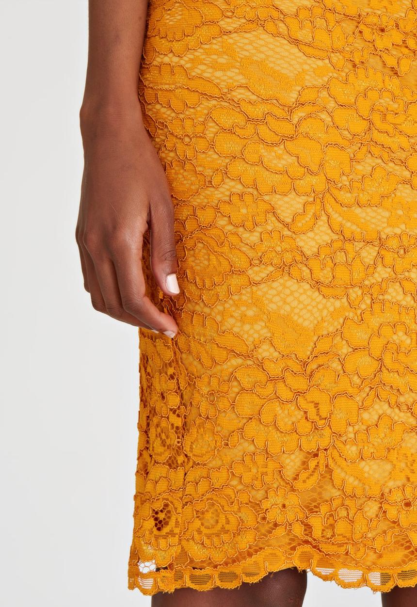 Fashion Union - Ramsey Lace Pencil Skirt Gold