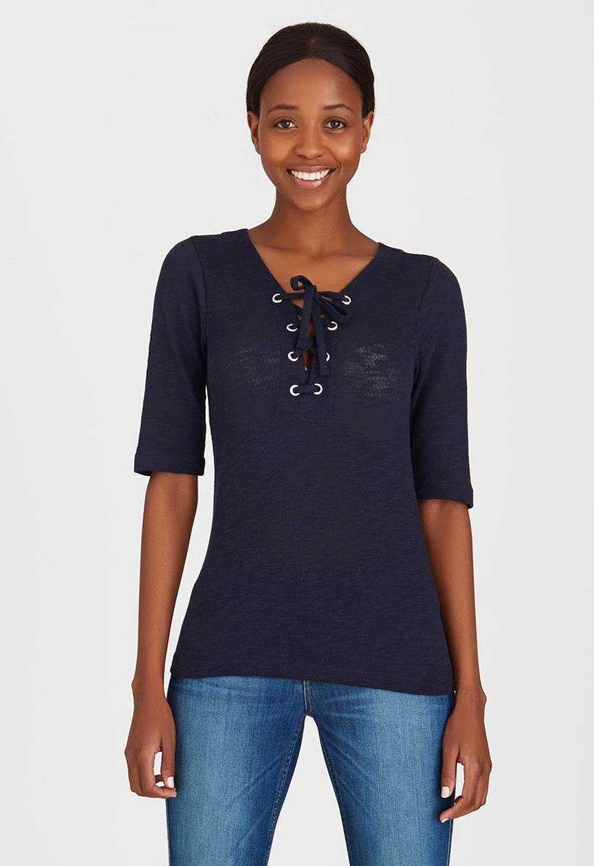 ONLY - Freja Lace Up Top Navy