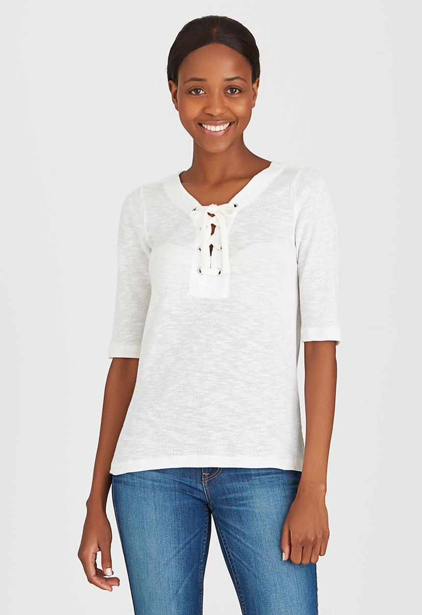 ONLY - Freja Lace Up Top White