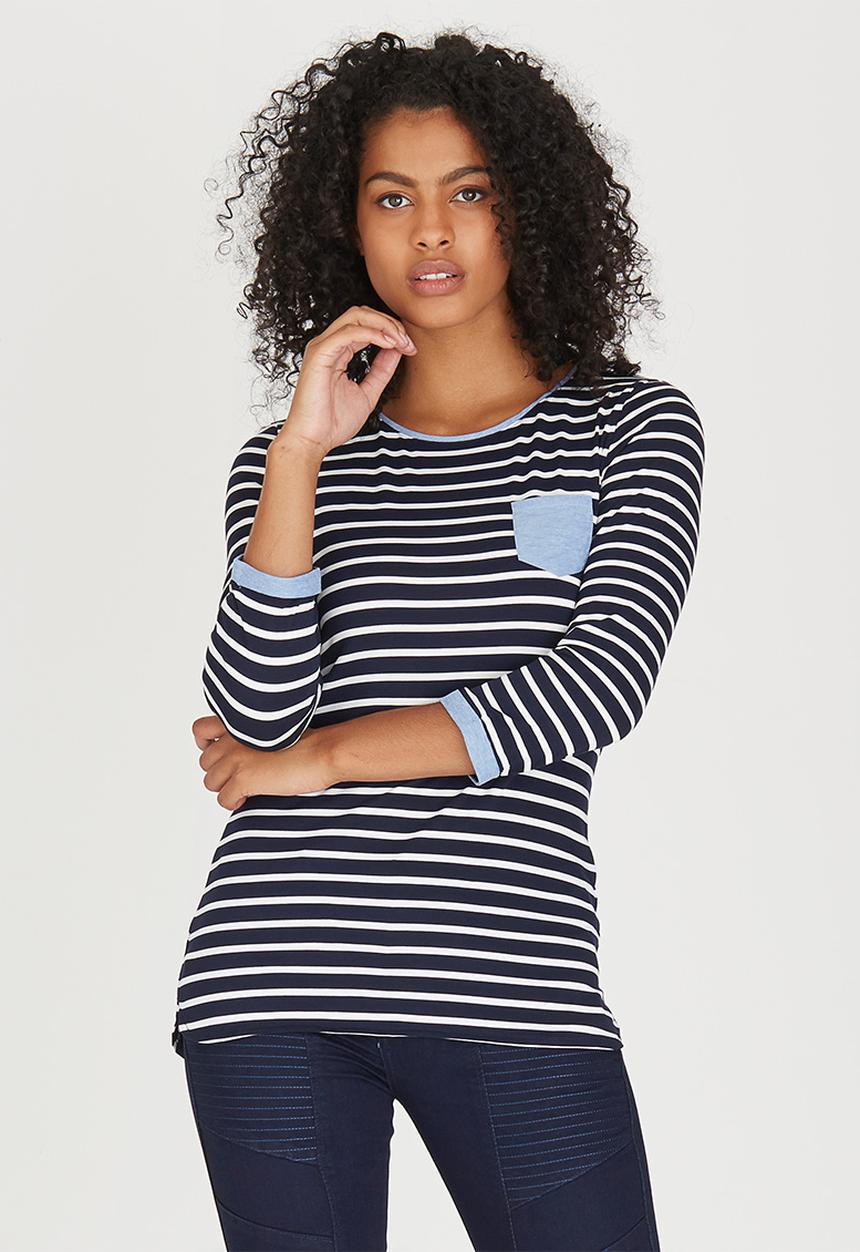 cath.nic - Striped 3/4 Sleeve Top Navy