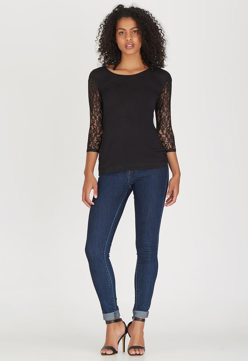 Sensation - Lace Sleeve Top Black