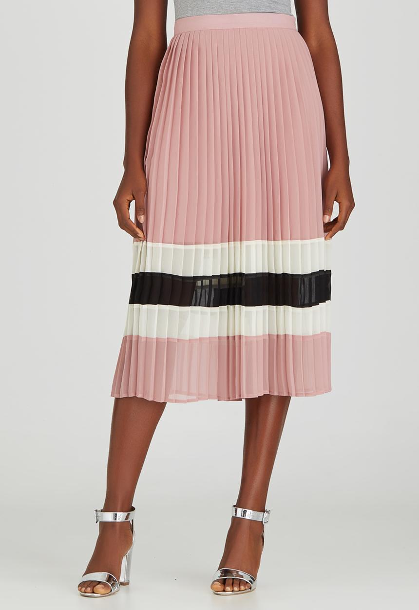 STYLE REPUBLIC - Pleated Midi Skirt Pale Pink