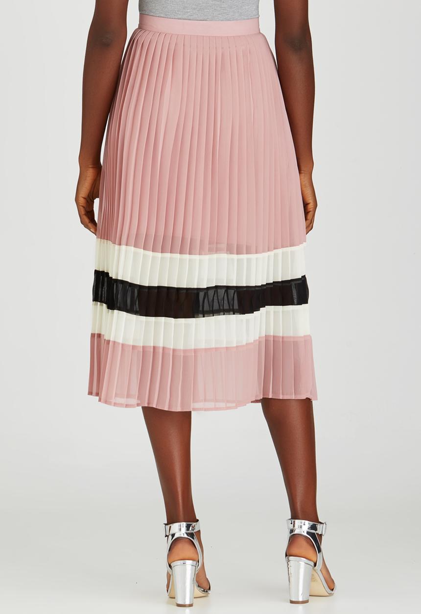 STYLE REPUBLIC - Pleated Midi Skirt Pale Pink