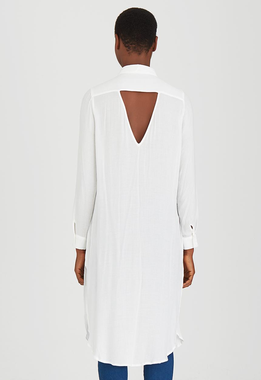 ONLY - Long Sleeve Longline Shirt White