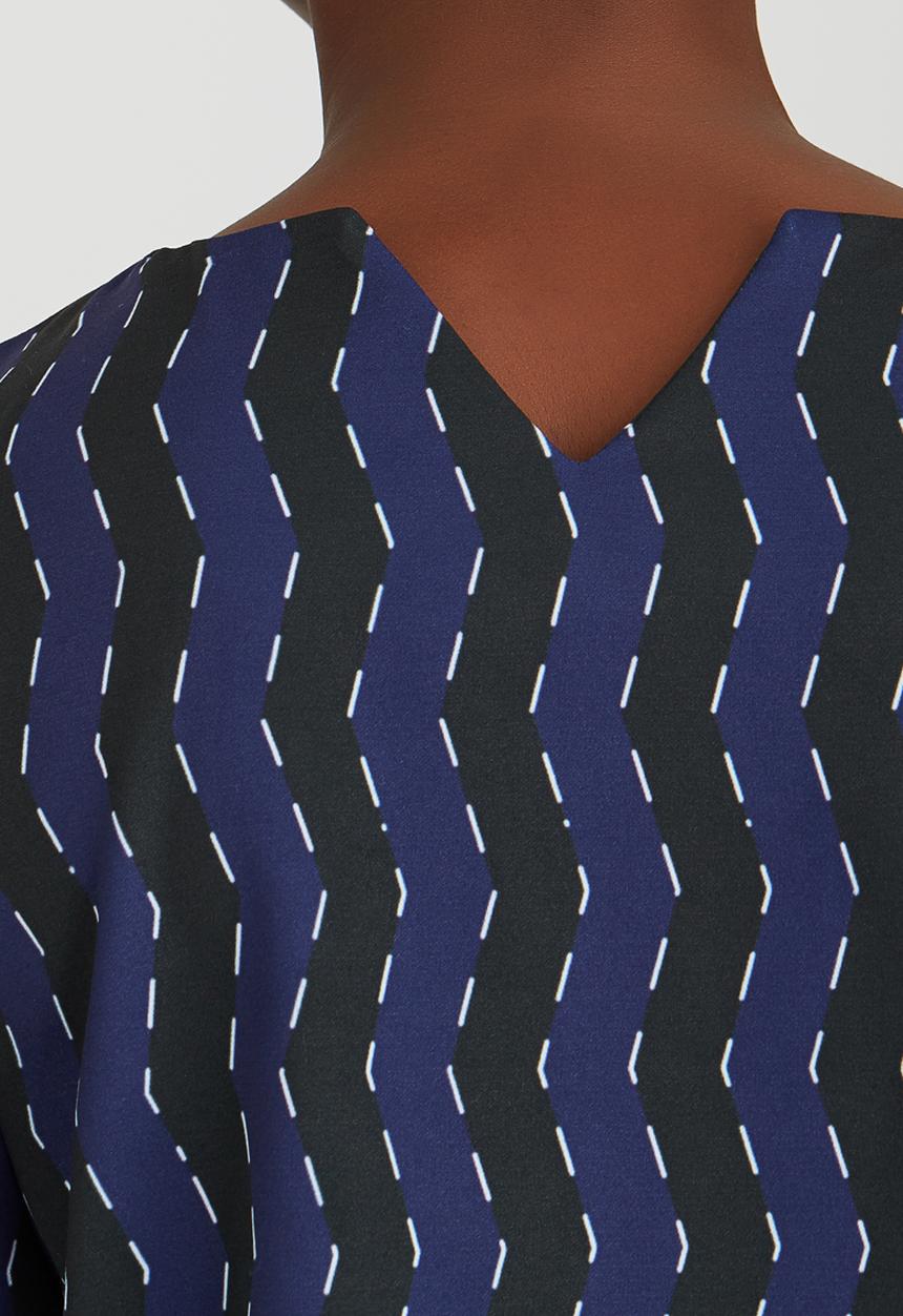 Rich Mnisi - Zig-zag Printed Boxy Tee Navy
