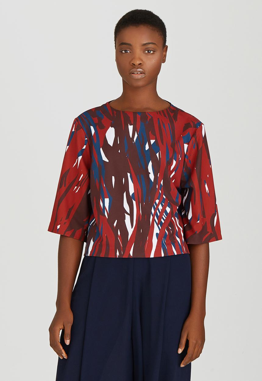 Rich Mnisi - Kaos Printed Boxy Tee Red