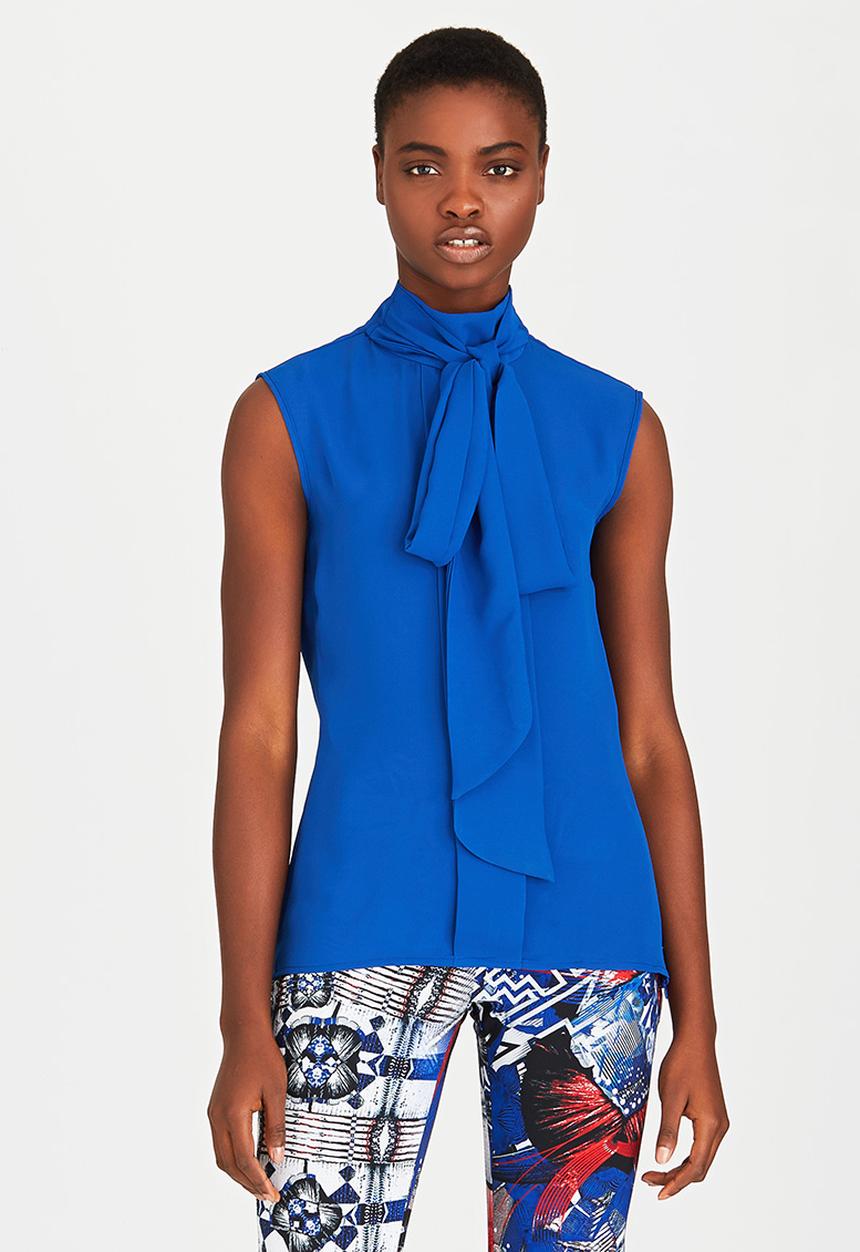 DAVID by David Tlale - Bella Sleeveless Bow Blouse Cobalt