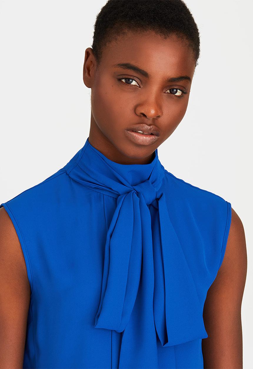 DAVID by David Tlale - Bella Sleeveless Bow Blouse Cobalt