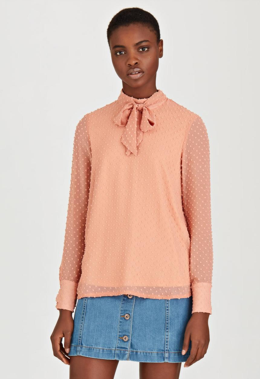 Fashion Union - Drew Bow Necktie Blouse Rose