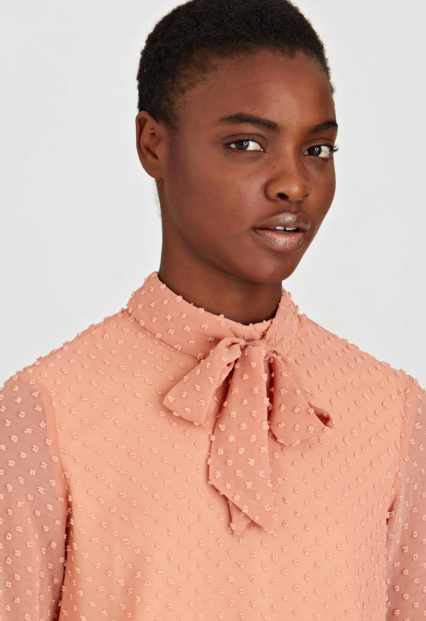 Fashion Union - Drew Bow Necktie Blouse Rose