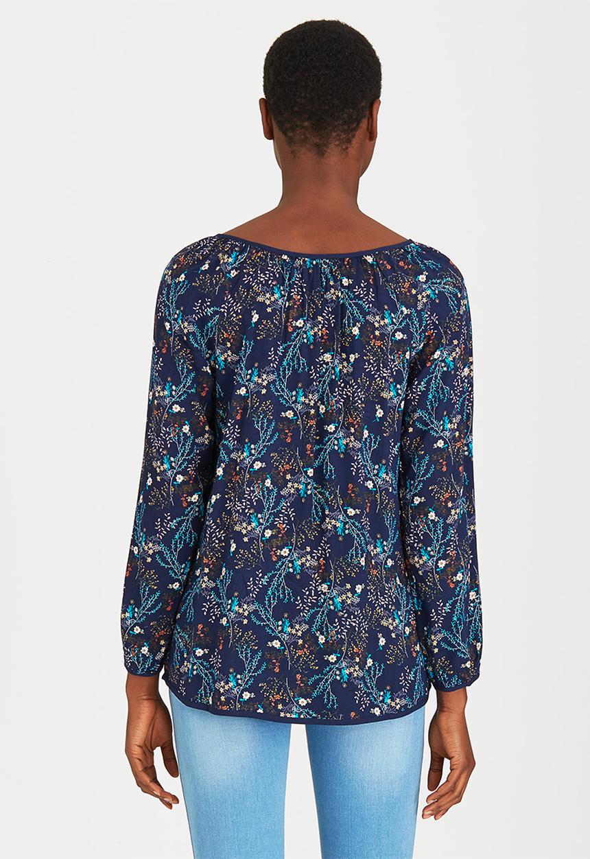 Brave Soul - All-over Print Smock Top Navy