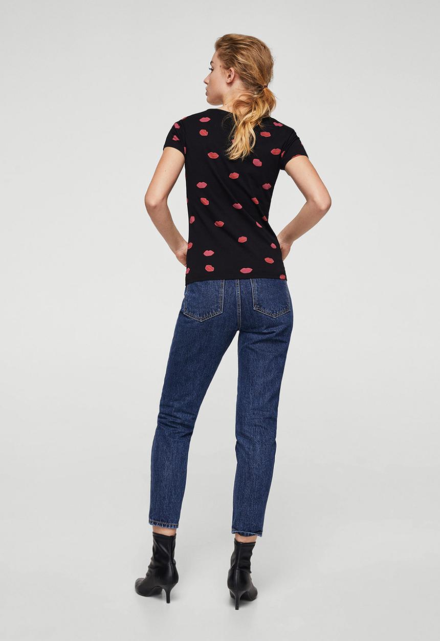 MANGO - Printed Logo T-shirt Black