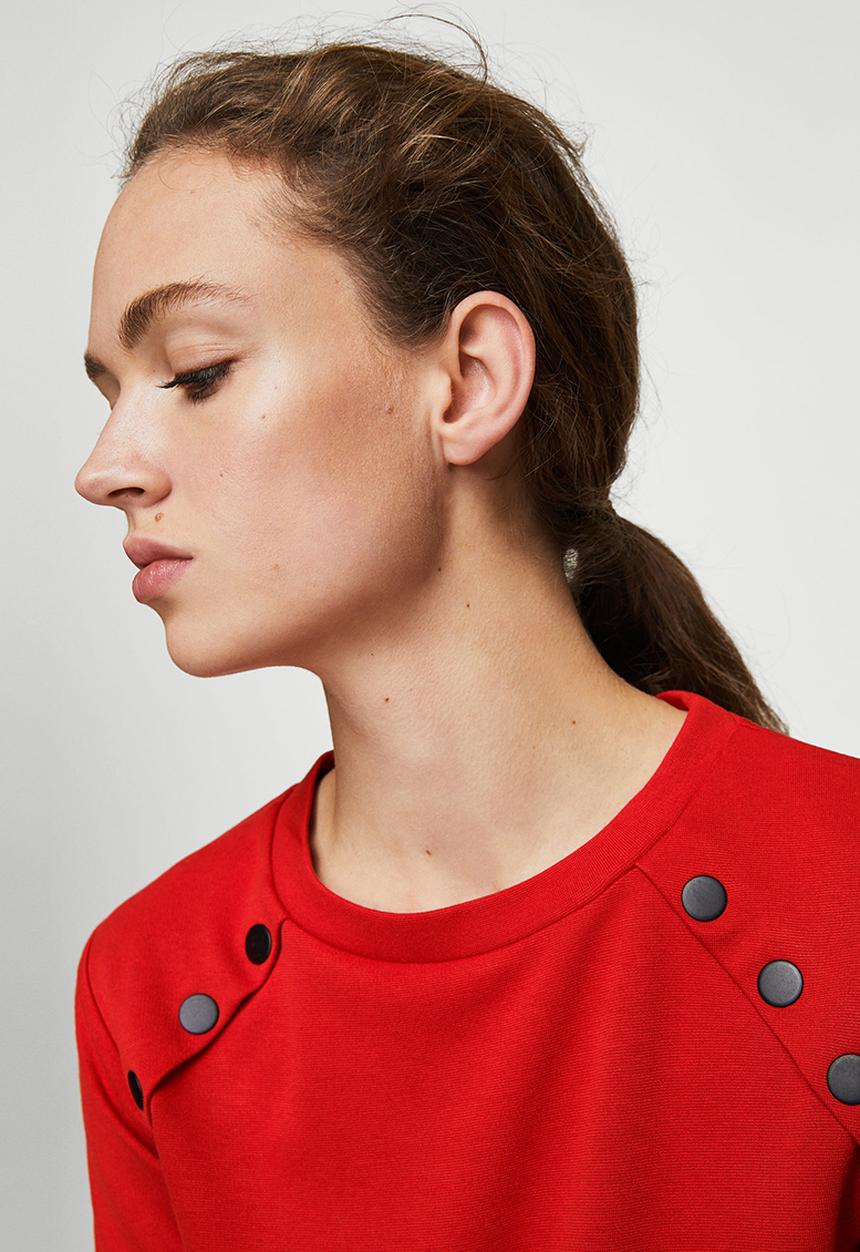 MANGO - Side Snap T-shirt Red