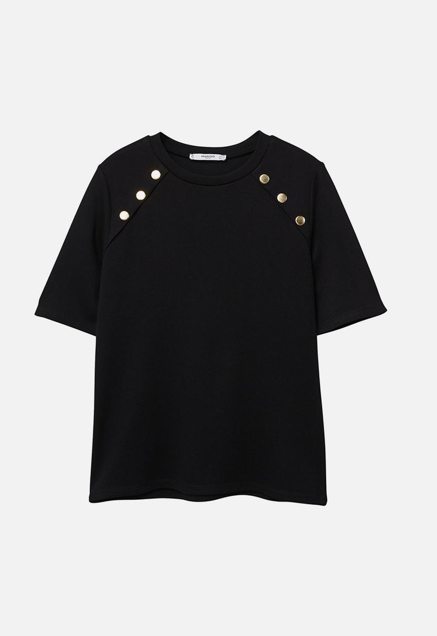 MANGO - Side Snap T-shirt Black