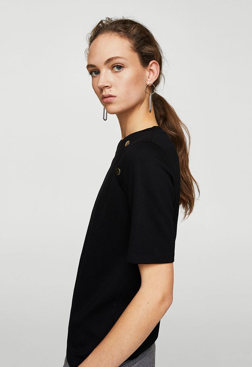 MANGO - Side Snap T-shirt Black