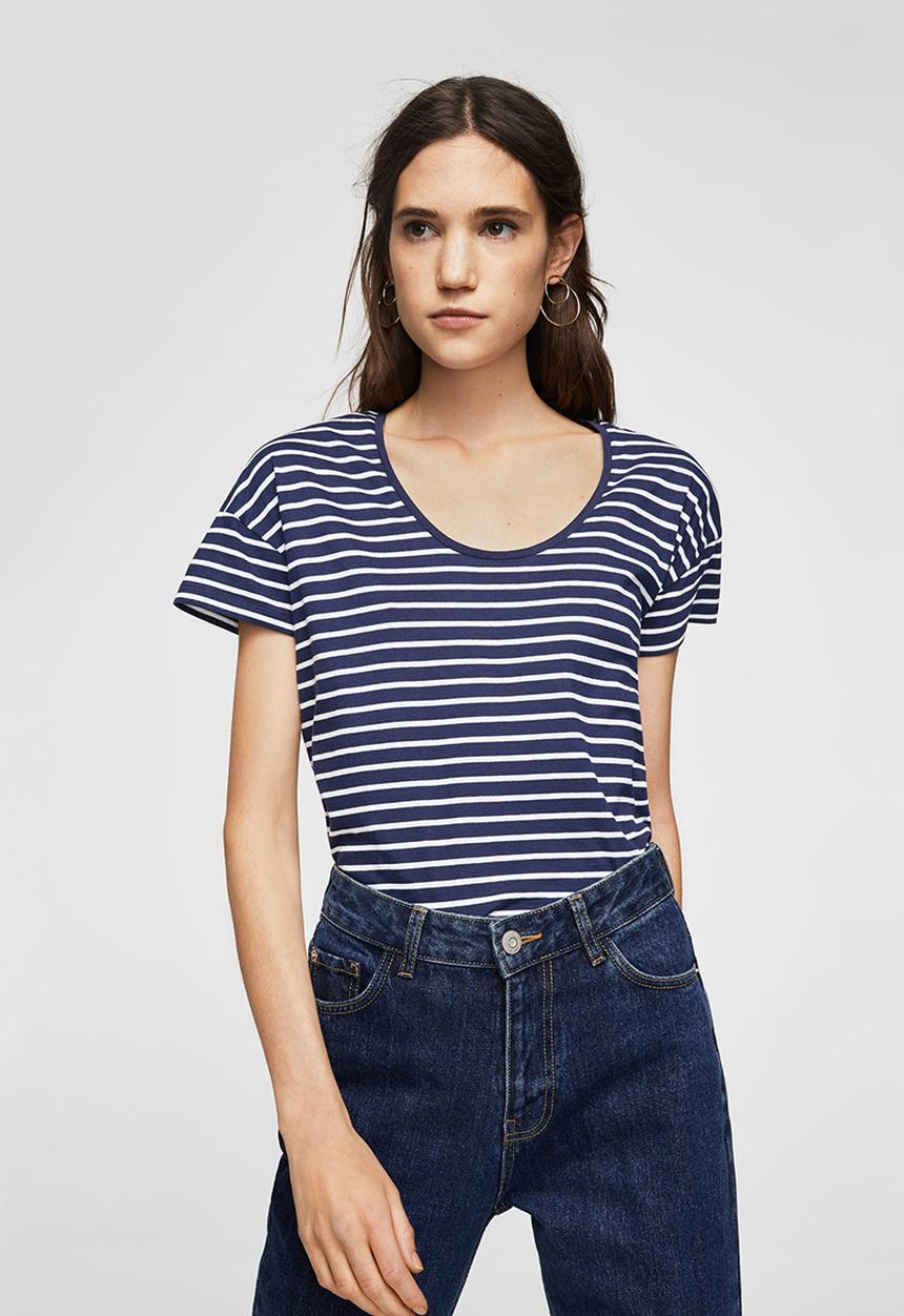 MANGO - Organic Cotton T-shirt Navy