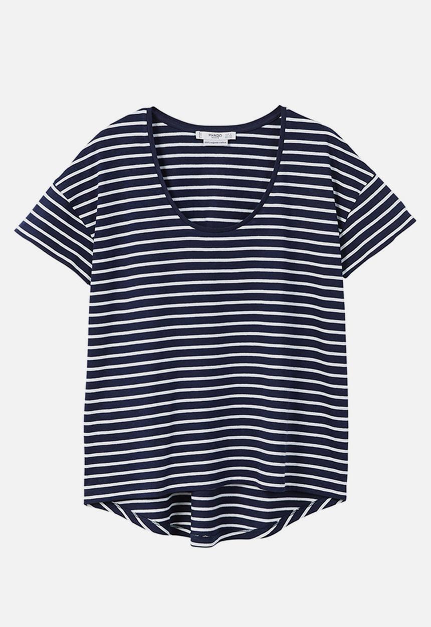 MANGO - Organic Cotton T-shirt Navy
