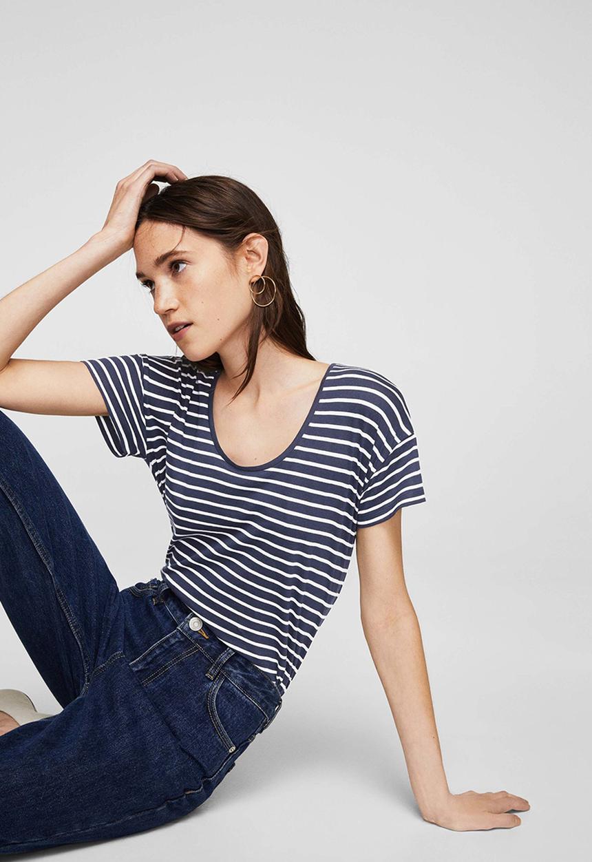 MANGO - Organic Cotton T-shirt Navy