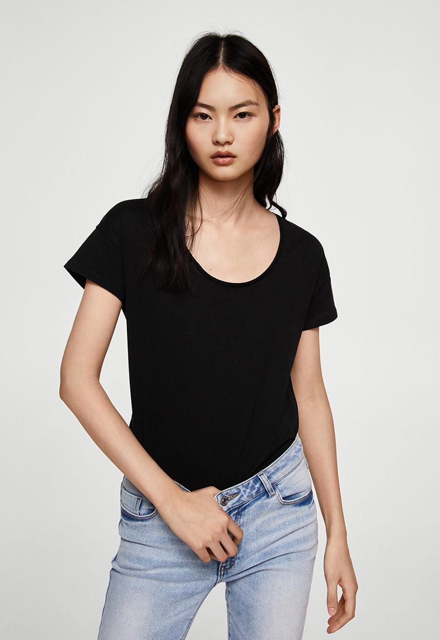 MANGO - Organic Cotton T-shirt Black