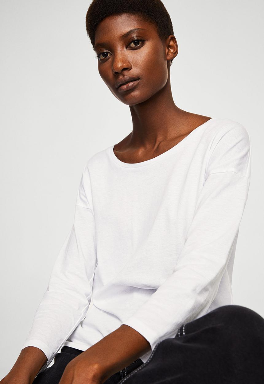 MANGO - Long Sleeve T-shirt White
